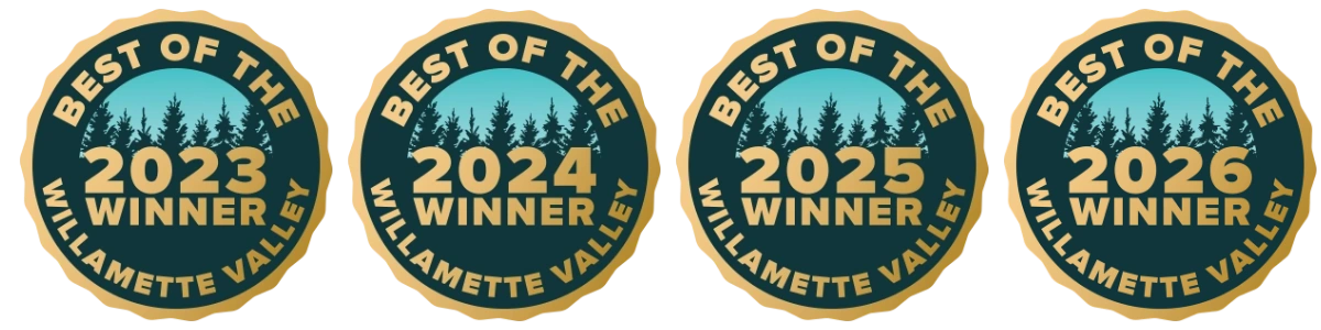 Best of the Willamette Valley Winner - Gold Badges for 2023, 2024, 2025, and 2026
